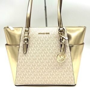 Michael Kors Large Charlotte TZ Tote Bag Pale Gold